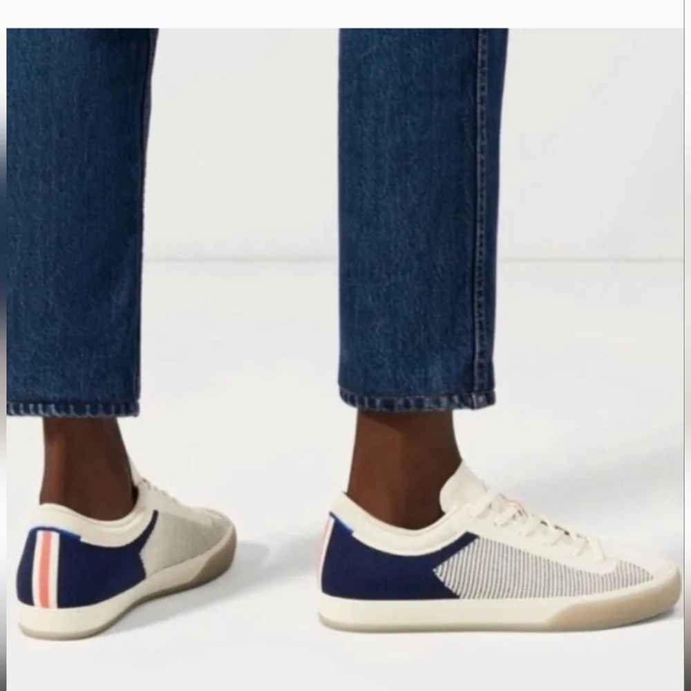 Rothy's Blue and Cream Sneakers Casual Low-Top Design - Picture 3 of 9